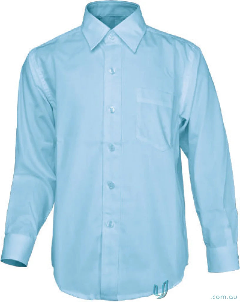 Light blue long sleeve school shirt for boys, perfect for daily wear and school days