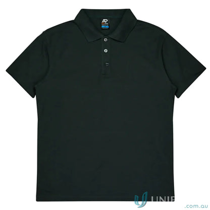 Hunter Kids Polo in dark green pique knit, perfect for uniforms or workwear
