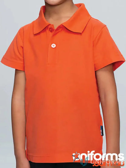 Bright orange Hunter Kids Polo shirt in pique knit, perfect for kids’ uniforms or workwear