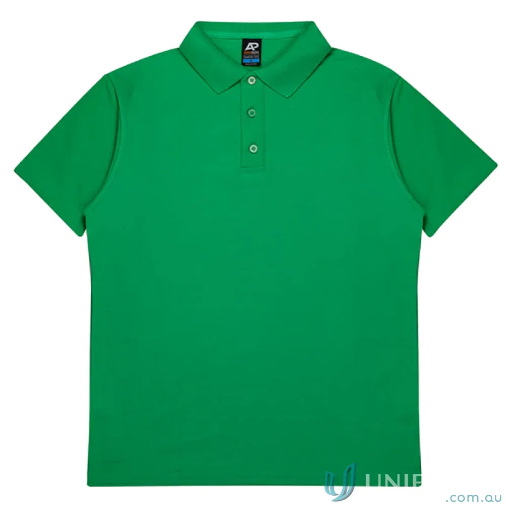 Hunter Kids Polo in vibrant green pique knit for kids’ uniforms and workwear