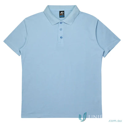 Hunter Kids Polo in light blue pique knit, perfect for uniforms or casual workwear