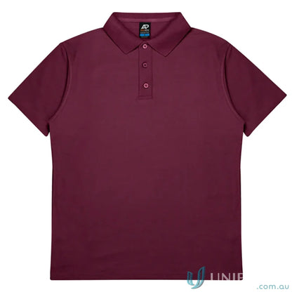 Hunter Kids Polo in deep burgundy with pique knit for stylish uniforms or workwear