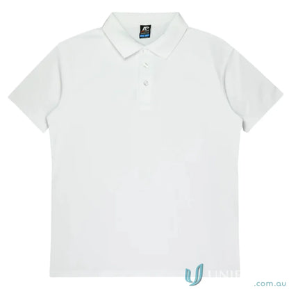 Hunter Kids Polo in plain white pique knit perfect for school uniforms and workwear