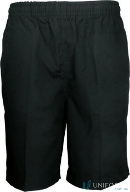 Black elastic-waist boys school shorts perfect for Boys School and school days