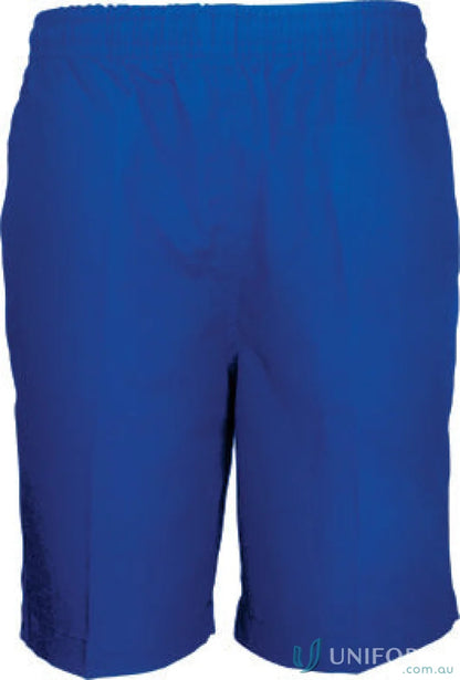 Royal blue boys school shorts with elastic waistband, perfect for school and sports