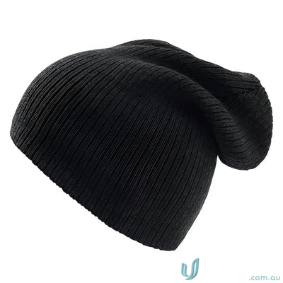 Black knit beanie from Brad Beanie, perfect for casual business meetings