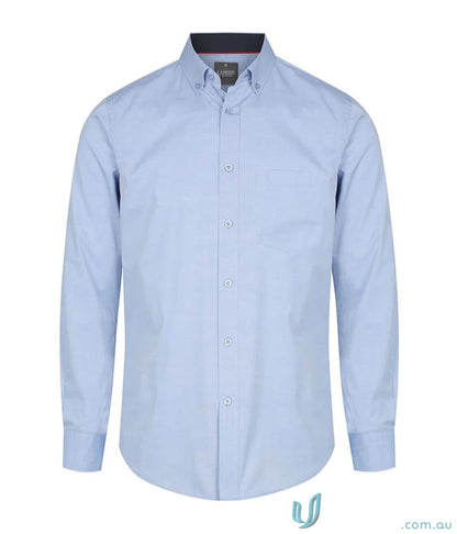 Bradford Fine Oxford LS Shirt in light blue with button-down collar and silk protein