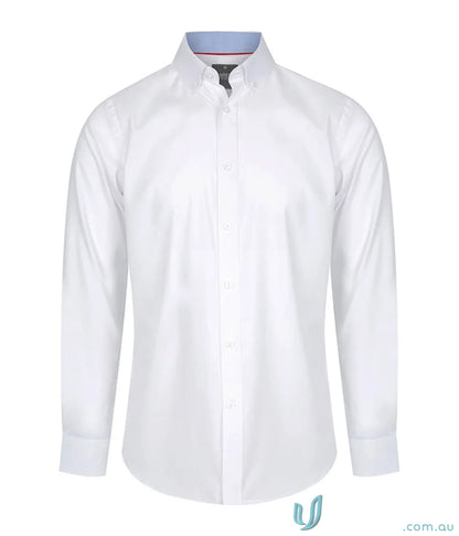 Bradford Fine Oxford slim fit shirt with easy iron long sleeve white and striped collar