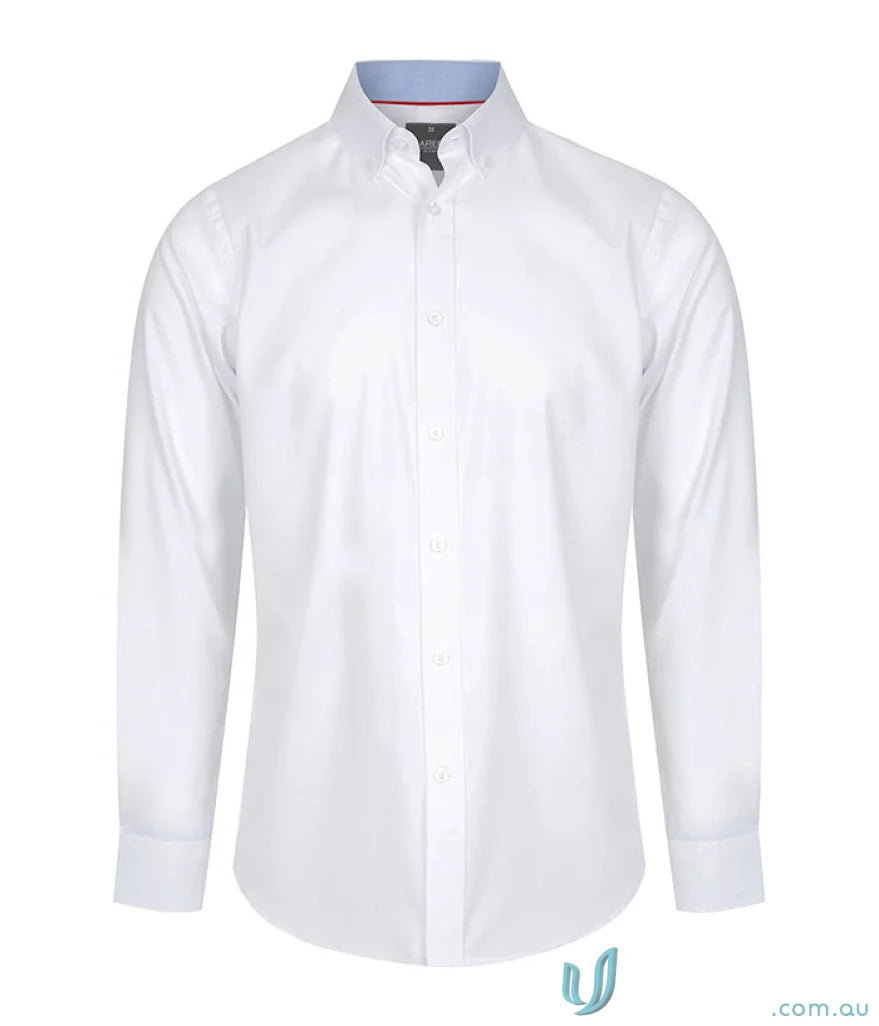 Bradford Fine Oxford slim fit shirt with easy iron long sleeve white and striped collar