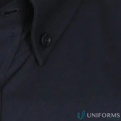 Dark blue womens fine oxford slim fit shirt with easy iron silk protein fabric