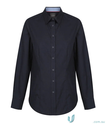 Dark blue Bradford Womens Fine Oxford slim fit shirt with classic collar and easy iron fabric
