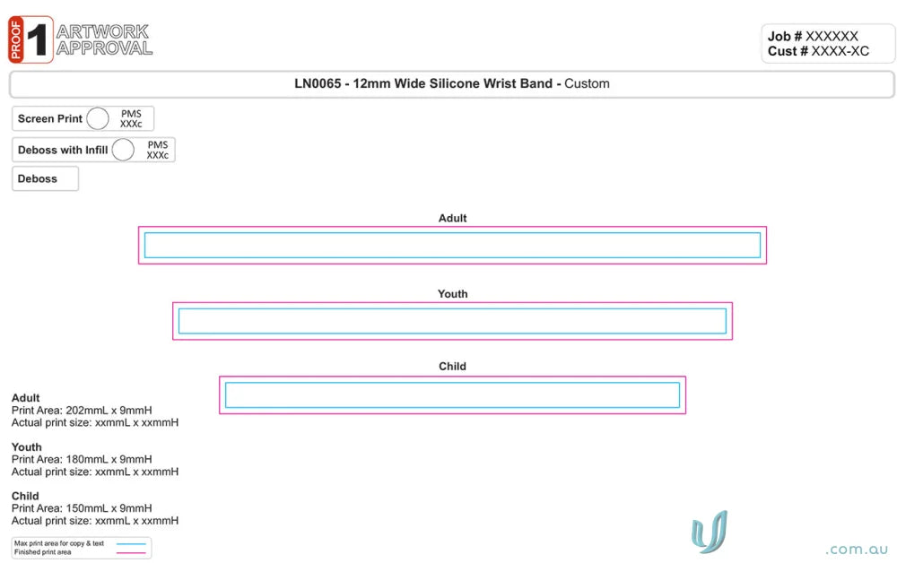 Silicone wristband artwork approval for branded silicone wrist with uniforms or workwear style
