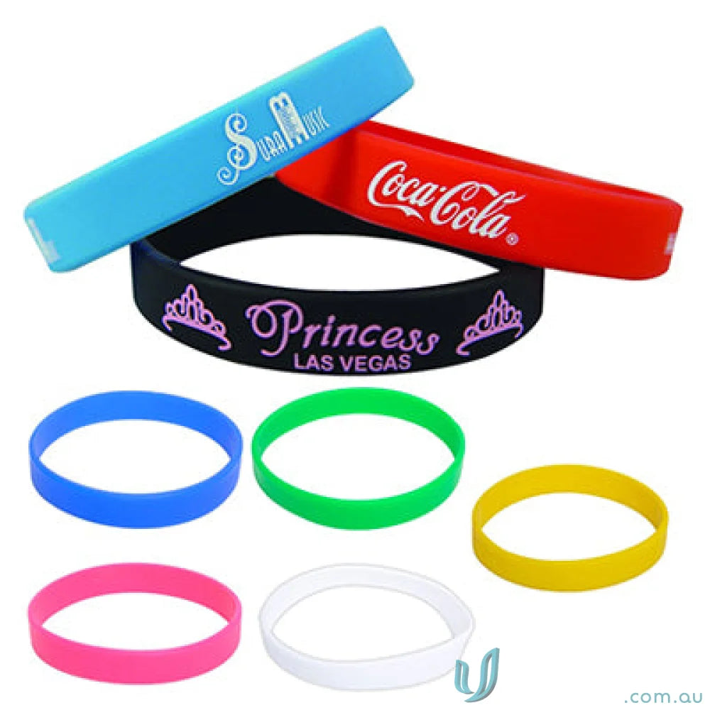 Colorful silicone wristbands with customizable pad print for your branded silicone wristband needs