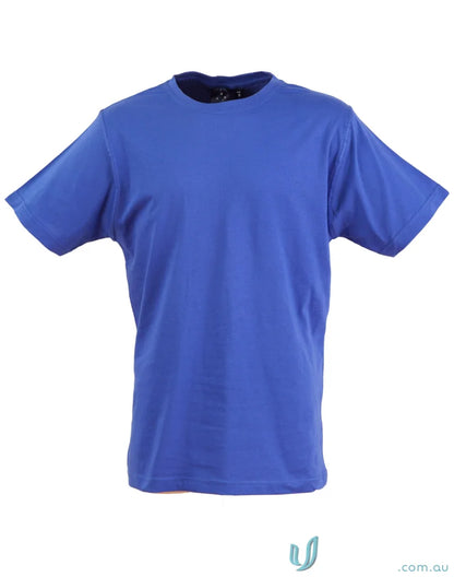 Blue short-sleeved Braybrook Unisex Tee, a budget unisex tee for all styles