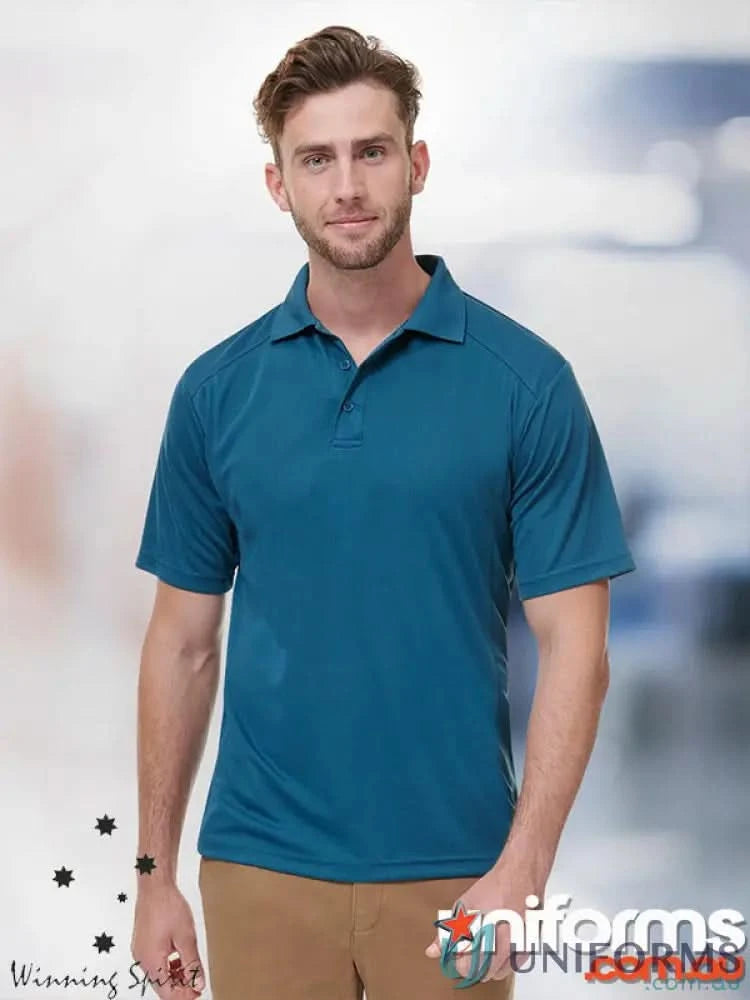 Teal breathable bamboo charcoal polo shirt from PS59 Lucky Bamboo collection