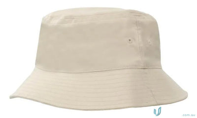 Light beige Breathable Poly Twill Bucket Hat, perfect for workwear or FAQs link