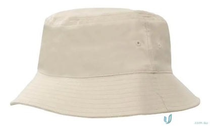 Light beige Breathable Poly Twill Bucket Hat, perfect for workwear or FAQs link