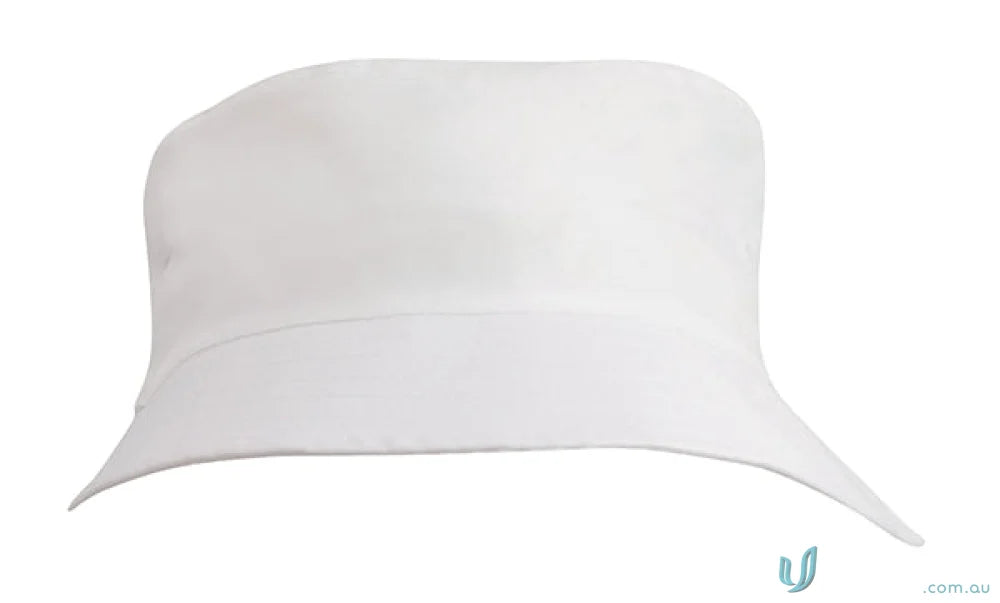 Plain white bucket hat from Breathable Poly Twill Childs Bucket Hat for uniforms workwear