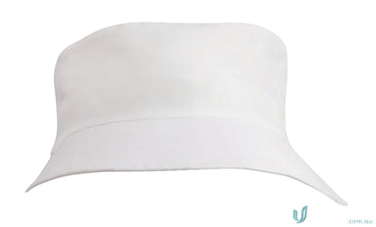Plain white bucket hat from Breathable Poly Twill Childs Bucket Hat for uniforms workwear