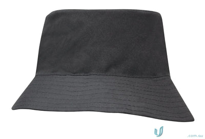 Dark gray bucket hat for kids made from breathable poly twill, perfect for uniforms or workwear