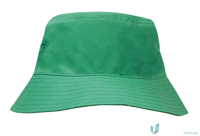 Solid green bucket hat from Breathable Poly Twill Childs Bucket Hat for uniforms or workwear