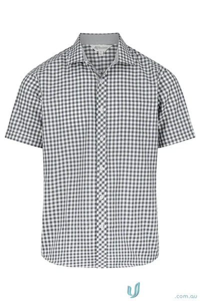 Gingham short-sleeved Brighton Lady Shirt perfect for work uniforms and casual wear
