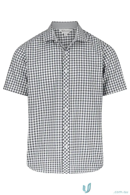 Gingham short-sleeved Brighton Lady Shirt perfect for work uniforms and casual wear