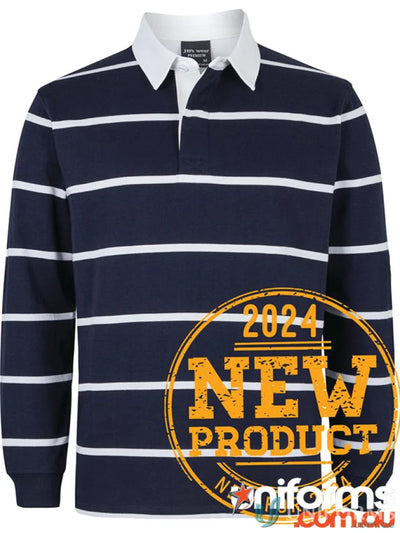 Navy and white yarn dyed rugby jumper from JB’s Yarn Dyed collection perfect for casual wear