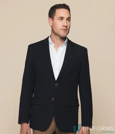 Bronte mens textured blazer black with sleek fit silver buttons