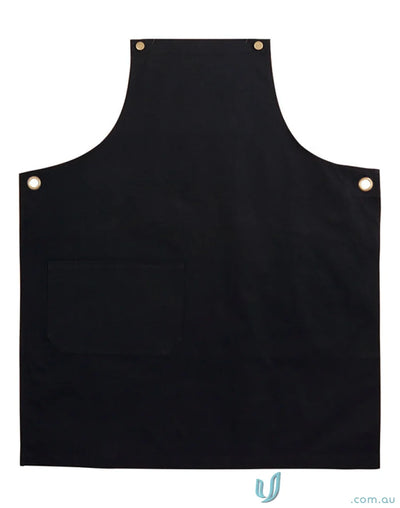 Black Brunswick Bib Apron with metal grommets, perfect for functional workwear