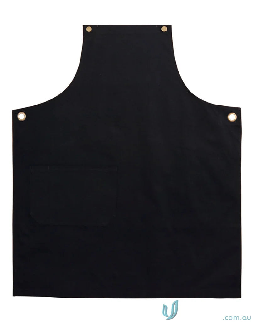 Black Brunswick Bib Apron with metal grommets, perfect for functional workwear