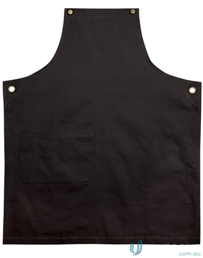 Black canvas apron with pocket from Brunswick Bib Apron collection, perfect functional workwear