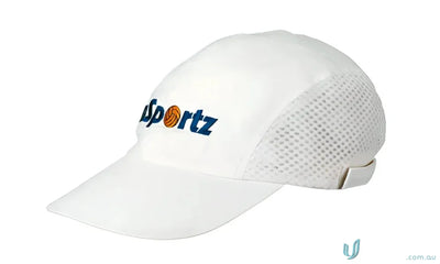 White mesh-backed baseball cap from Brushed Cotton Running Cap, great for uniforms or workwear, check our faq link