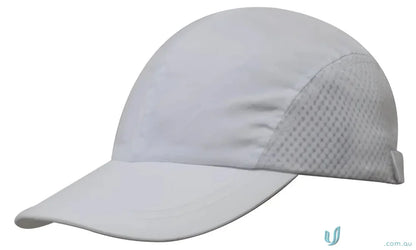 White mesh-sided baseball cap for uniforms and workwear, check our faq link here