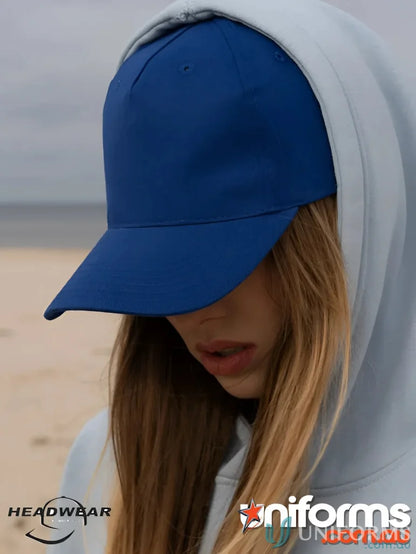 Blue heavy brushed cotton cap with contrasting peak from Brushed Heavy Cotton Cap collection