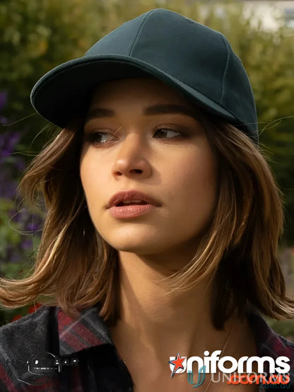 Dark green brushed cotton cap with contrasting peak, part of Brushed Heavy Cotton line