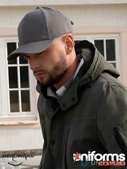 Gray Brushed Cotton Cap with Contrasting Peak, made from Heavy Brushed Cotton