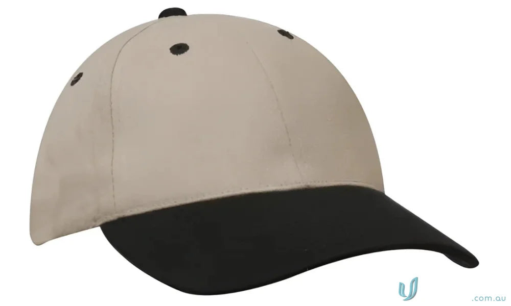 Two-tone heavy brushed cotton cap with contrasting peak for a stylish look