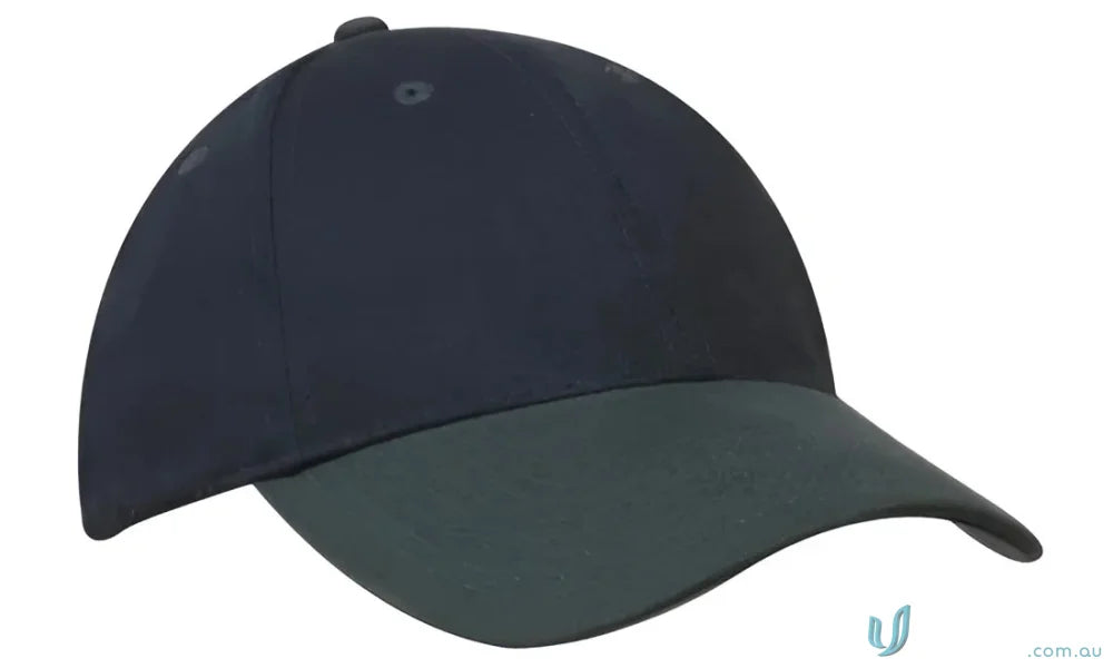 Two-tone baseball cap with contrasting peak in heavy brushed cotton material