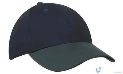 Two-tone baseball cap with contrasting peak in heavy brushed cotton material