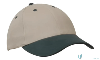 Two-tone heavy brushed cotton cap with contrasting peak for stylish sun protection