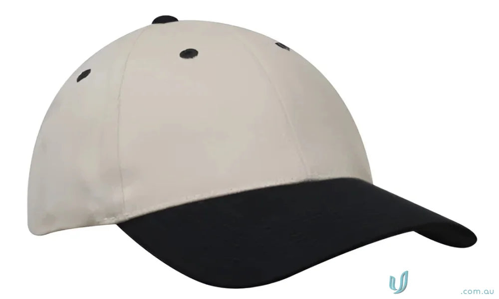 Two-tone baseball cap made from heavy brushed cotton with a contrasting peak