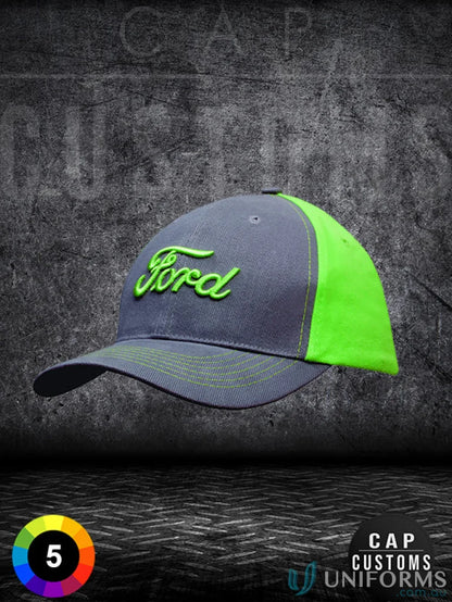 Two-tone Ford embroidered cap perfect for uniforms and workwear, check our faq link