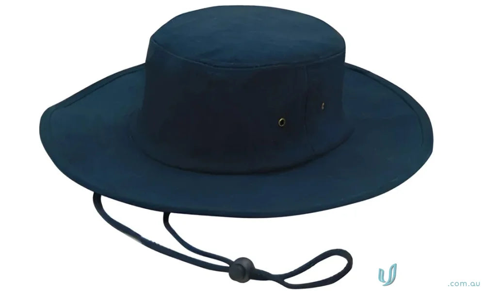Blue wide-brimmed sun hat from Brushed Heavy Cotton Hat with high quality printing