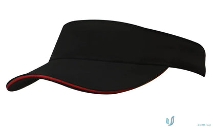 Black visor with red trim from Brushed Heavy Cotton Visor for uniforms and workwear