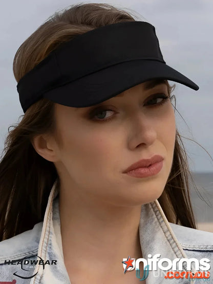 Black sun visor from Brushed Heavy Cotton Visor, perfect for uniforms and workwear