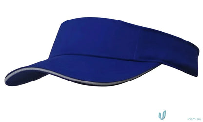 Blue sun visor with gray trim perfect for uniforms and workwear in your work uniforms