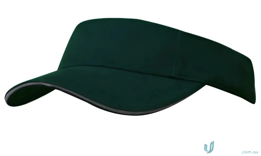 Dark green sun visor from Brushed Heavy Cotton Visor perfect for work uniforms and workwear