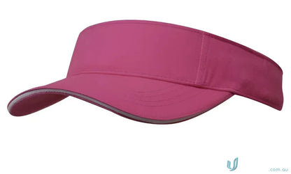 Pink sun visor with white trim perfect for workwear and uniforms