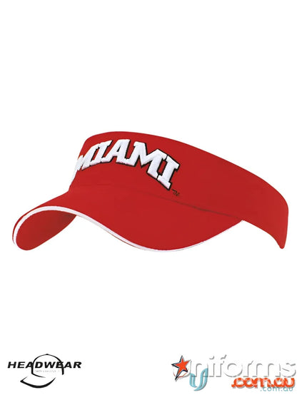 Red visor with white trim from Brushed Heavy Cotton Visor perfect for work uniforms